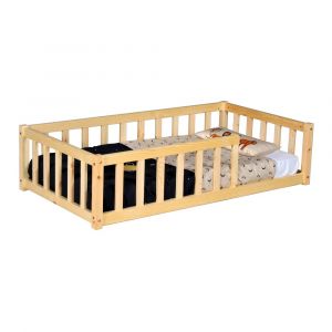Weber Industries Lit nino 70x140 avec sommier et Matelas / Naturel/ 146x76.5x35.5