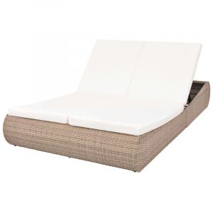 Image de VidaXL Chaise longue d'extérieur Résine tressée Beige