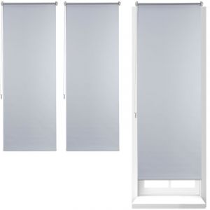 Relaxdays Store Enrouleur, lot de 3, Thermique, Chaînette latérale, Fixation sans perçage, 60 x 160, largeur tissu 56 cm, blanc