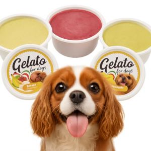 Flamingo GELATO CREME GLACEE ANANAS/BANANE/FRAMBOISE EN DISPLAY