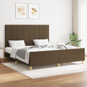 VidaXL Cadre de lit avec tête de lit Marron foncé 160x200 cm Tissu - Dark brown