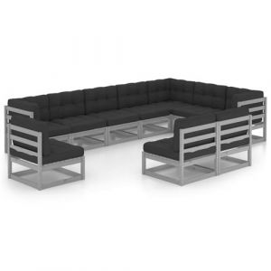 VidaXL Ensemble de canapés modulaires en bois gris anthracite