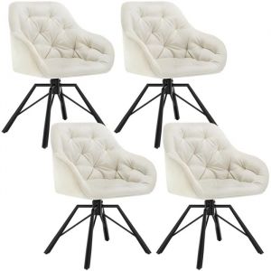 Lot de 4 Chaises Salle à Manger Pivotante, Chaises Cuisine en Velours + Métal, Chaises à Haut Dossier, Chaises Scandinave, Crème - Woltu