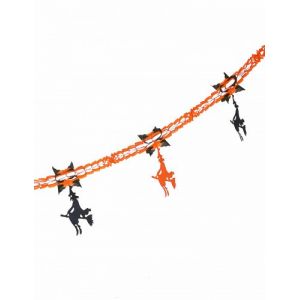 Guirlande en papier sorcière orange et noire Halloween - 240 cm