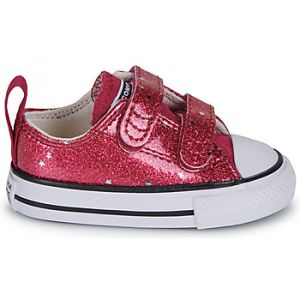 Converse Baskets basses enfant CHUCK TAYLOR ALL STAR GLITTER EASY ON Rouge - Taille 19,20,21,22,23,24,25,26