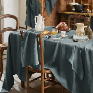 Easy Dort Nappe rectangle lin français ardoise 170x250 cm