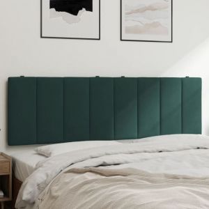 VidaXL Coussin de t&ecirc;te de lit vert fonc&eacute; 160 cm velours
