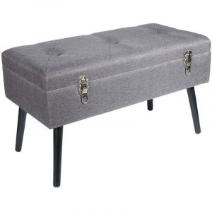 Image de The home deco factory Banc & Coffre de Rangement "Suitcase" 78cm Gris Foncé