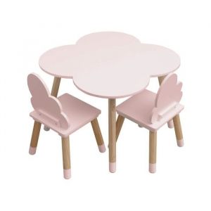 Rebecca Mobili Ensemble Table et 2 Chaises pour Enfants en mdf Pin Rose pour Chambre d'Enfant