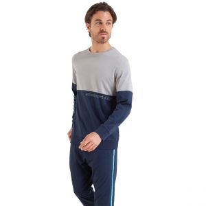 Athena Pyjama long col rond homme Club bleu en coton