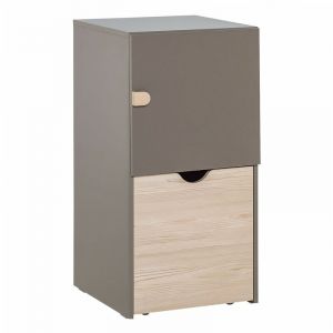 Calicosy Commode colonne sur roulettes avec cube amovible - Taupe