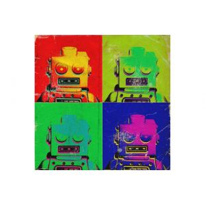 Declikdeco : Tableau Pop Art Multicolore Robot 50X50 FRIDA