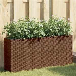 VidaXL Jardini&egrave;re avec 2 pots marron 90x20x40 cm r&eacute;sine tress&eacute;e, jardini&egrave;re d'ext&eacute;rieur, bac &agrave; fleurs, bac &agrave; tomates, jardini&egrave;re de terrasse