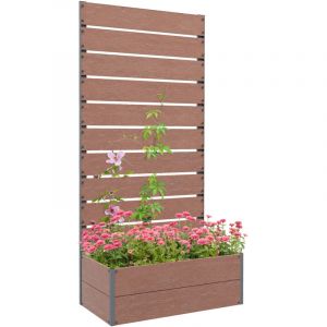 Outsunny Jardini&egrave;re avec treillis - pour plantes grimpantes, l&eacute;gumes, fleurs - 72 x 38 x 150 cm - marron clair