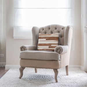 Coussin Déco en Cuir "Lavish" 45x45cm Crème Prix