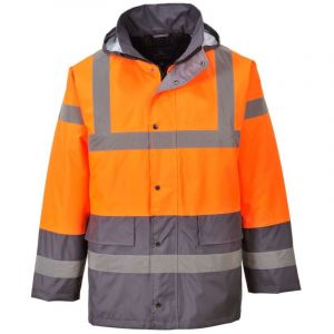 Image de Portwest Parka haute visibilité S467 doublure fixe bicolore orange fluo gris Taille 2XL