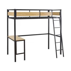 Habitat et Jardin Lit mezzanine avec bureau "Ethan" - 90 x 190 cm - Noir