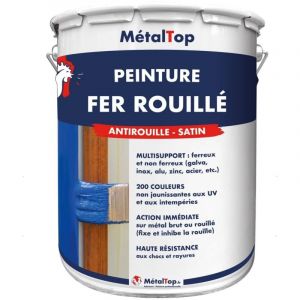 Peinture Fer Rouille - Bleu brillant - RAL 5007 - Pot 5L