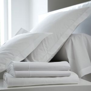 Blanc des vosges Uni 57 Fils Housse de Couette - Coton - Blanc - 200x200 cm