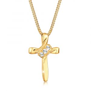Elli Collier Femme Croix avec Cristal en Argent Sterling 925