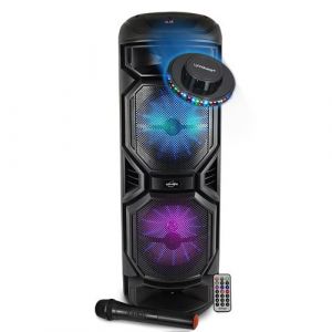 Inovalley Enceinte DJ Karaoké 800W sur batterie Lumineuse - HP59-XXL - Bluetooth, USB, Micro sans fil, Réglage BASS, OVNI LED