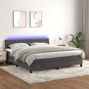 Image de VidaXL Sommier &agrave; lattes de lit avec matelas LED Gris fonc&eacute; 180x200 cm
