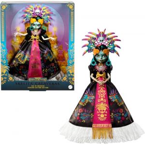 Monster High Poupée Día de Muertos Skelita Calaveras 2025 à Collectionner, Robe d’Inspiration aztèque avec des Accessoires colorés comme Une Coiffe et Un Collier, JDR63 JDR63