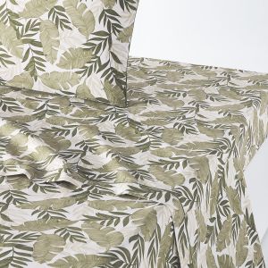 Drap plat percale de coton, Palma Imprimé Vert Taille 180x290 cm;240x290 cm;270x290 cm