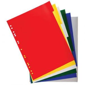 Exacompta Réf. 3006E - Carton de 100 Intercalaires en polypropylène souple avec 6 onglets neutres - Indéchirables - Format à classer A4 - Dimensions 22,5 x 29,7 cm - Couleurs assorties