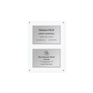 Support en plexi transparent pour 2 plaques professionnelles 20 x 30 cm paysage