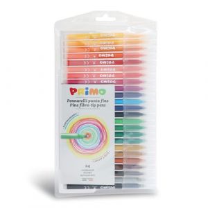 Primo Feutres super-lavables, pointe fine, en pochette, 24 couleurs.