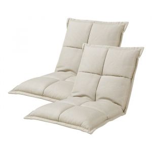 Lot de 2 fauteuils de sol Deinze avec dossier r&eacute;glable beige [en.casa]