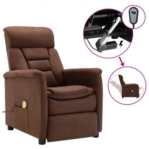 Image de VidaXL Fauteuil inclinable électrique massage Marron Similicuir daim