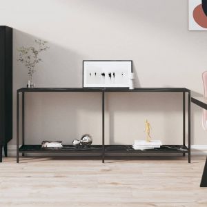 VidaXL Table console Verre trempé 180x35x75,5 cm Noir