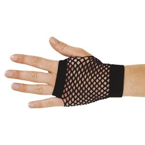 Ruedelafete Gants mitaines courts r&eacute;sille noire, adulte
