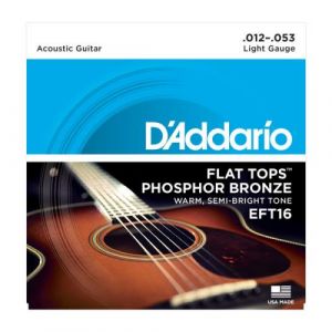 D'Addario AND CO EFT16 FLAT TOPS PHOSPHOR BRONZE ACOUSTIC GUITAR STRINGS LIGHT 12-53