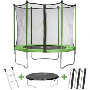 Habitat et Jardin Trampoline " Yoopi " - Ø 2.44 m - avec filet + échelle + couverture + kit d'ancrage