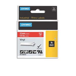 Dymo 1805416 - Ruban Rhino 12 mm vinyl blanc sur rouge
