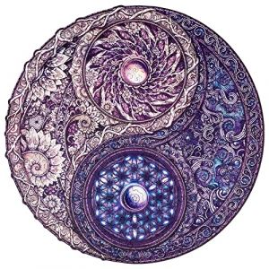 UNIDRAGON Puzzle en Bois, Meilleur Cadeau pour Adultes et Enfants, pièces de Puzzle de Forme Unique, Yin Yang, Mandala, Opposites surdimensionnées, 25 x 25 cm, 200 pièces, Taille M