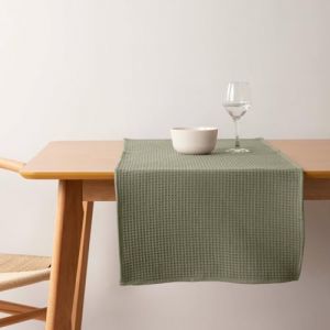 Muaré Chemin de Table gaufré Vert 45 x 140 cm