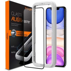 Spigen Protection d'écran en verre trempé AlignMaster Full Cover Apple iPhone 11 / Xr
