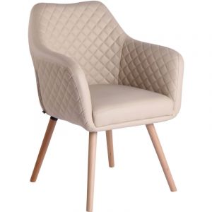 CLP Chaise de salle &agrave; manger Gent Similicuir, Cr&egrave;me/Nature