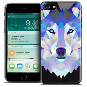 Image de CaseInk Coque Gel iPhone 7 (4.7 ) Extra Fine Polygon Animals - Loup