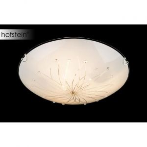 Globo Un plafonnier avec du verre satin&eacute; et des pierres d&eacute;coratifs