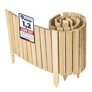 Garronda clôture de Jardin en Bois Bordure Jardin Cloture Jardin Exterieur, Palissade Bordurette Longueur: 200 cm GD-0149 (Naturel (Non imprégné),