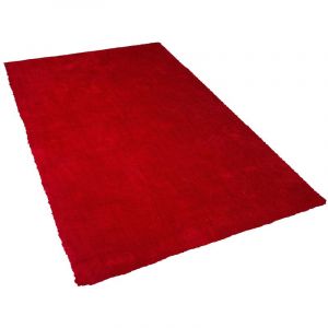 Image de Beliani Tapis poils longs rouge 160 x 230 cm DEMRE