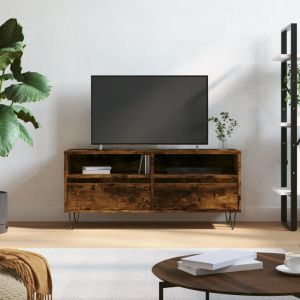 VidaXL Meuble tv ch&ecirc;ne fum&eacute; 100x34,5x44,5 cm bois d'ing&eacute;nierie Brun