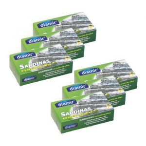 Diamir - Lot 6x Sardines à lhuile dolive - Boîte 125g
