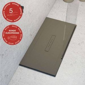 Receveur de douche Poalgi, extraplat, gris tundra, L.70 x l.160 cm, s&eacute;rie Clay