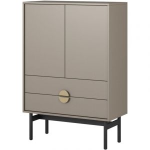 Stoon - Buffet haut - 85 cm - avec deux tiroirs - gris pierre - Selsey